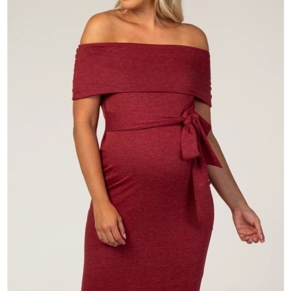 Pinkblush Off-Shoulder Burgundy Dress